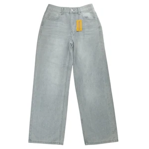 Neu mit Etikett Myoursa hellgraue Damenjeans weites Bein Größe 28/291/4 hoher Bund weicher Stretch - Bild 1 von 12