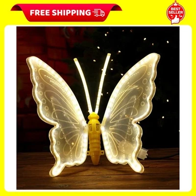 Decoración de mariposa con luz LED 3D de Navidad, adorno brillante realista para T Foto 1 de 4