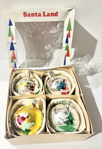 Santa Land Jumbo Weihnachtsschmuck 4er Box Polen groß Glas Glimmer groß Vintage - Bild 1 von 22