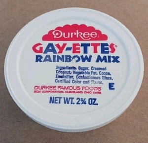 Vintage Rare DURKEE'S Gay-ettes Rainbow Mix Cake Decoration Fancies sprinkles - Picture 1 of 4