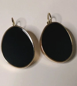 Kenneth Lane Sleek Black Enamel in Goldtone Earrings - Picture 1 of 7