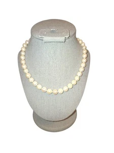Unsigned 16" Long Strand of Hand Knotted 3/8" Cultured Pearls with 925 Clasp - Picture 1 of 10