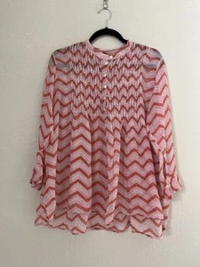 Roberta Roller Rabbit Tunic Top Cotton Chevron Printed Lightweight XL Blouse - Picture 1 of 9