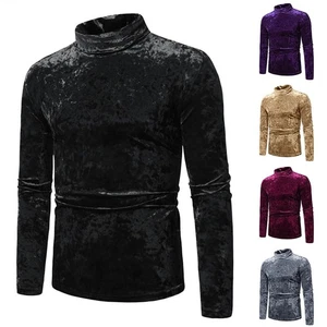 Essential Men's Casual Velvet Turtleneck Top in Multiple Shades Offered - Picture 1 of 24