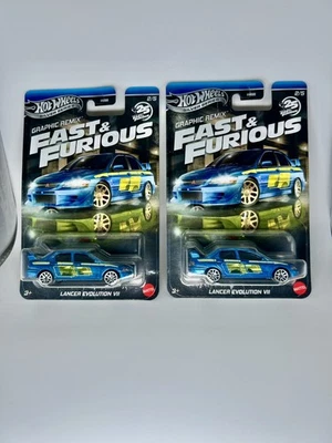 Hot Wheels Silver Series Gráfico Remix Rápido y Furioso Lancer Evolución Lote de 2x Foto 1 de 4