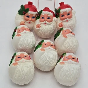 8 VTG Christmas SANTA CLAUS HEAD Blow Mold String Light Covers - Picture 1 of 6