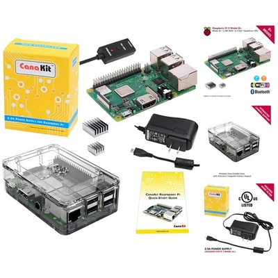 Kit completo Raspberry Pi 3 B+ con CPU de 1,4 GHz, estuche transparente y disipadores de calor de refrigeración Foto 1 de 4