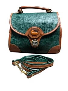 Vintage Dooney & Bourke Handtasche grün mittelgroß Leder im Retro Look - Bild 1 von 11