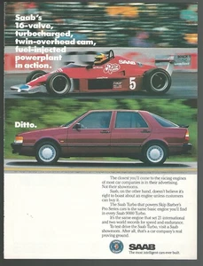 Anuncio SAAB 9000 Turbo 1989, con coche de carreras Barber-SAAB, anuncio impreso - Imagen 1 de 3
