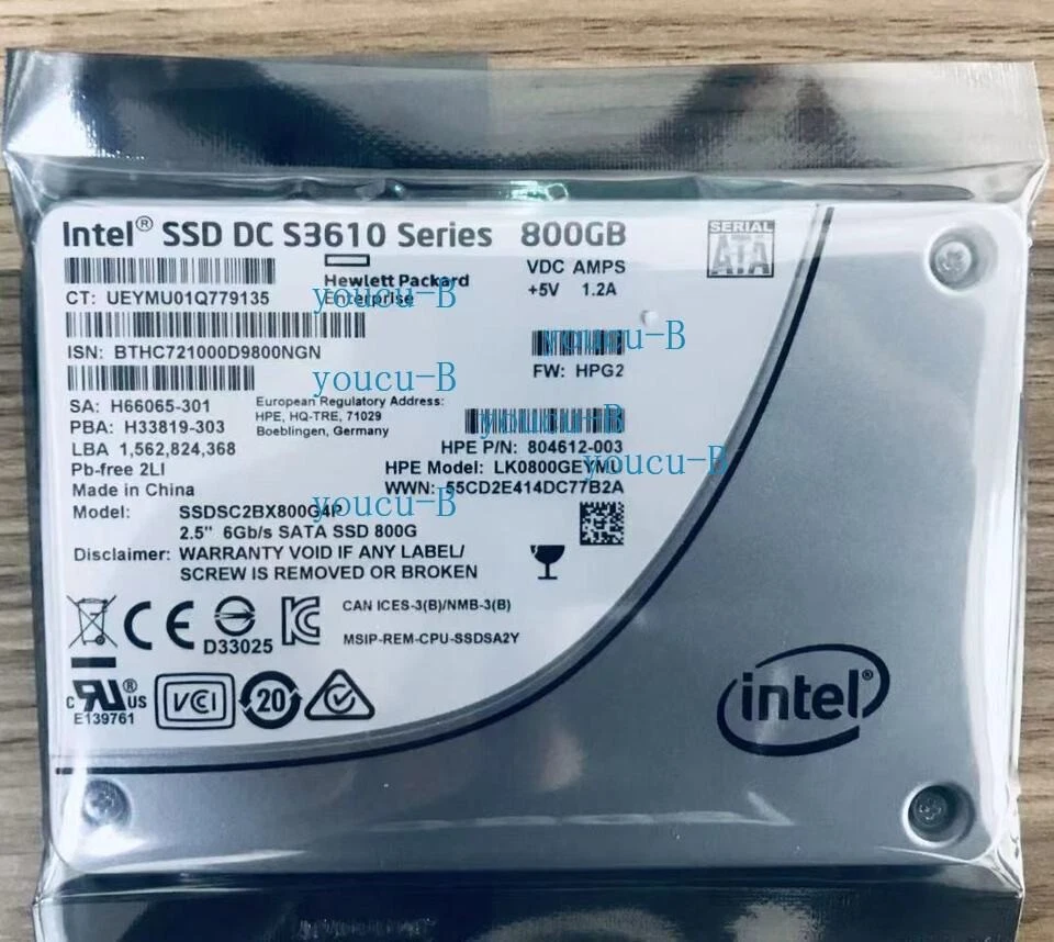 Intel DC S3610 800GB HPE SSD 2.5" SATA 6Gbs Solid State Drive SSDSC2BX800G4P - Image 1 of 1