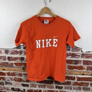 Vintage Nike Shirt Youth Large Orange Made in USA Spell Out Tee Swoosh 90s - Picture 1 of 7