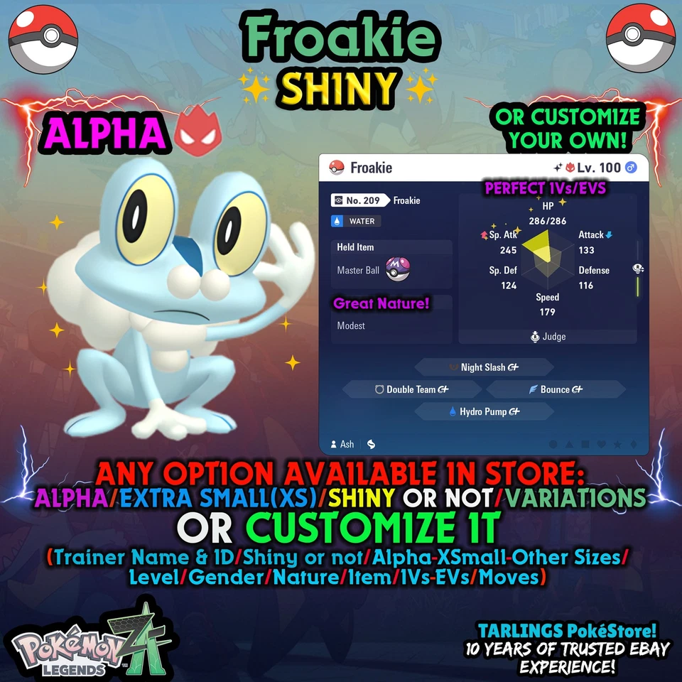 Pokemon Legends ZA 🐉 Froakie - SHINY/NON/ALPHAS/XS/BUNDLES ✨ OR CUSTOM ✨ - Image 1 of 1