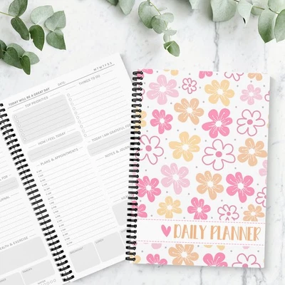 THE GIFTIE COMPANY Daily Planner FLORAL Ladies To Do List Appointment Diary Food Tracker Notebook