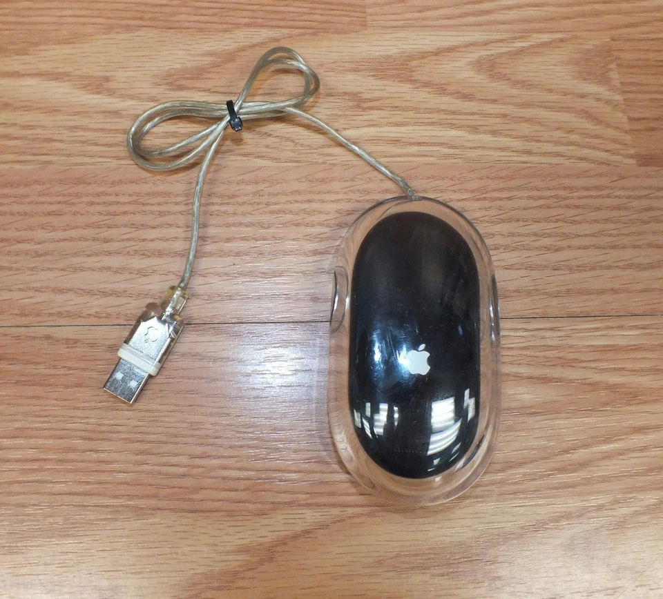 Genuine Apple (E145474) Pro Wired Computer Mouse W/ Clear Shell/Black Base *READ - Image 1 of 4