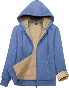 SMENG Sherpa Lined Jacket Women Zip Up Warm Winter Coats Fleece Comfy Hoodie wit - Picture 1 of 6