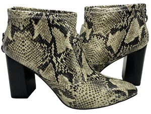 Franco Sarto Women’s Kortney Ankle Bootie Size 9.5 M Black & Ivory Snake Print - Picture 1 of 7