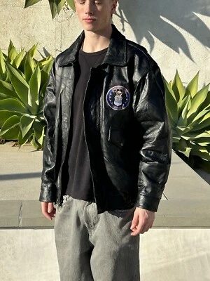 Vintage United States Air Force Sz L black leather jacket - Image 1 of 4