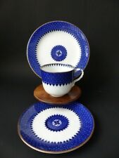 Antique c 1900 Wedgwood Blue  & White  Porcelain Trio Set