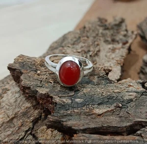 Anillo de plata esterlina 925 con piedras preciosas de cornalina natural joyería S EE. UU. 8 R-294 - Imagen 1 de 10