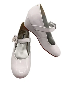 Rachel Shoes Girls Dress White Patent SZ 4MEmbellish Man Made Hoop & Loop Mary J - Picture 1 of 10