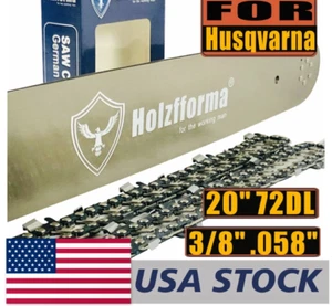 US-20" Führungsschiene & Sägekette 3/8" 0,058" 72DL für Husqvarna 394 395 480 562 570 - Bild 1 von 2