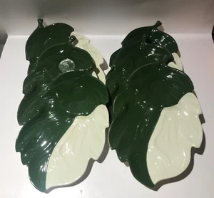 Set Of 6 Carlton Ware Green and White Snack Plates Footed - Picture 1 of 11