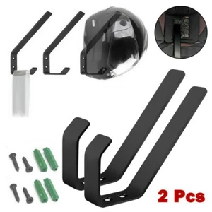 2PCS Wall Mount Motorcycle Bike ATV Helmet Hook Holder Hanger Rack Sturdy Metal - Picture 1 of 12