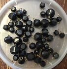 Lot de connecteurs de gouttes perles lucite vintage japonais cube à facettes noires laiton