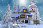 Christmas Scene Snow Snowman Backdrop Sticker Decal Scene Business Home Decor