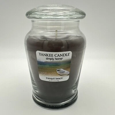 Yankee Candle Simply Home ~ Tranquil Beach ~ Tarro de 12 oz ~ Descontinuado ~ Difícil de encontrar Raro Foto 1 de 4