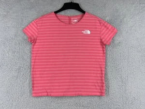 The North Face Shirt Girls Large Pink Stripe Short Sleeve Round Neck Cotton - Picture 1 of 15