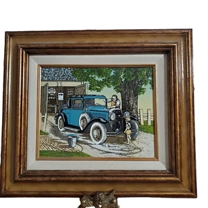 VINTAGE H. HARGROVE ARTIST SIGNED FRAMED "LITTLE HELPER" 16.5"X14" - Picture 1 of 7