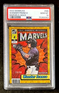 2022 Panini Donruss Marvels Wander Franco RC #โd /99 Gold SP PSA 10 ๐ - Picture 1 of 4