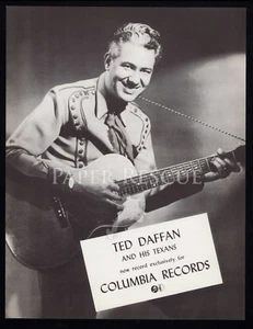 TED DAFFAN Original Columbia Records Promo Flyer 1940s Country Music - Picture 1 of 2