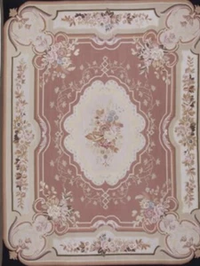 8 X 10 Ft Aubusson Needle Point Wool Hand Crafted Area Rug Rare Pink. - Picture 1 of 4
