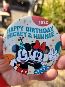 Disney Parks Happy Birthday Mickey and Minnie 2022 button - Picture 1 of 1