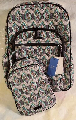VERA BRADLEY Campus Tech Mochila Almuerzo Saco de Almuerzo CONJUNTO Universidad PAISLEY RAYAS Foto 1 de 4