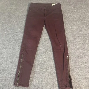 rag & bone JEAN Moto Zip Skinny Pants Women’s Size 29 Burgundy Stretch W535Q026 - Picture 1 of 15