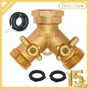 Morvat Heavy Duty Hexagonal Brass 2 Way Garden Hose Y Splitter New Usa**** - Picture 1 of 24