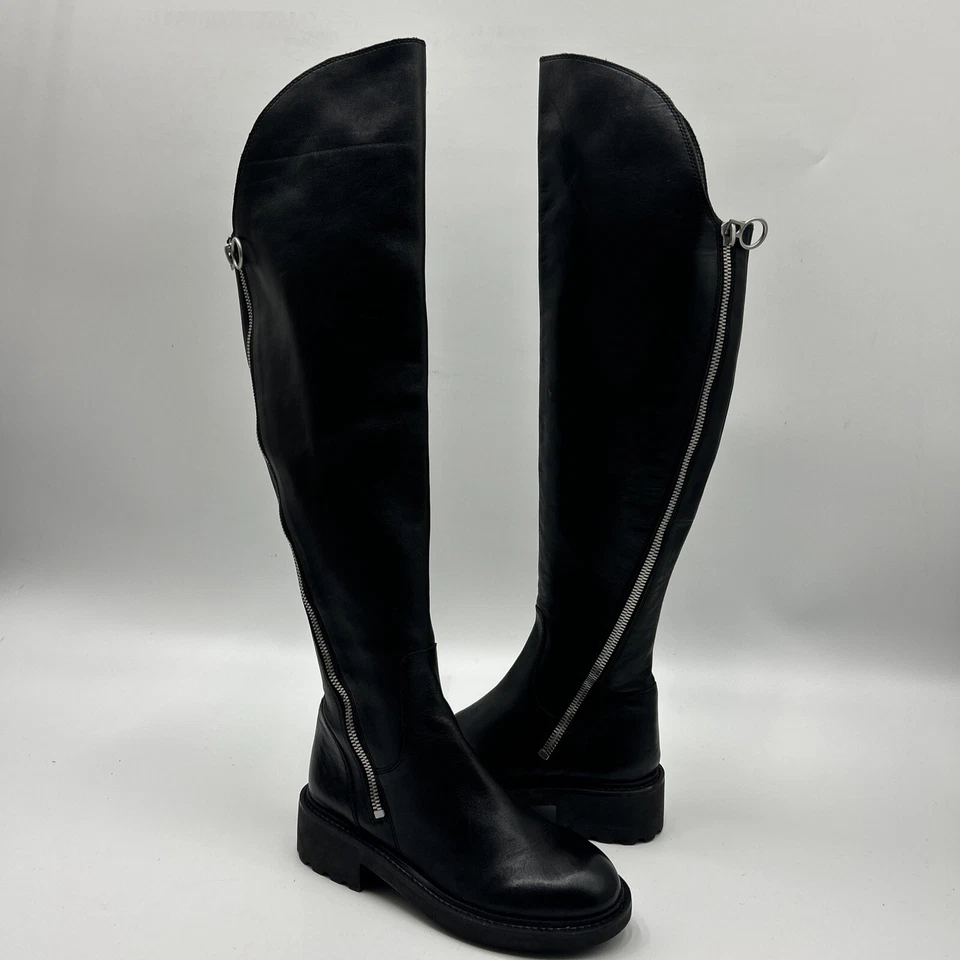Botas Ash SEVEN de cuero negro sobre la rodilla, suelas con doble cremallera, 38/7,5-8M Foto 1 de 4