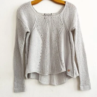 Superdry Japan Mohair Blend Sweater Women Size XS Gray Crochet Knit Tunic Flare - Image 1 of 4