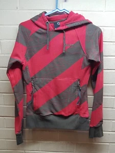 Bench Women's Red/Brown Striped Long Sleeve Hoodie Jumper Size Small - Picture 1 of 7