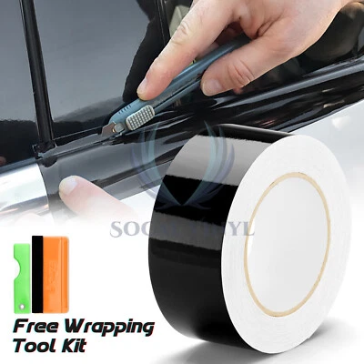 Gloss / Matte / Carbon Fiber Style Black Vinyl Wrap Roll Chrome Delete1 Car Trim - Image 1 of 4