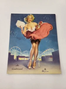 Vintage Gil Elvgren Pin Up Girls Advertising Arcade Card. "Air Conditioned" - Picture 1 of 2
