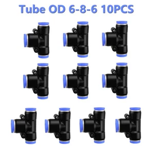 Pneumatic Push to Connect Fitting Reducing Tee Tube OD 6mm x 8mm x 6mm 10PCS - Picture 1 of 10
