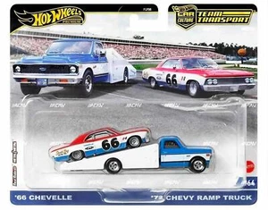 1:64 Hot Wheels Premium 2024 Team Transport 1966 Chevrolet Chevelle + Chevy Ramp - Foto 1 di 1