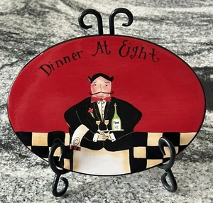 Kitchen Decor Sign French Chef “Dinner At Eight” Dan di Paolo w Stand 9” - Picture 1 of 6