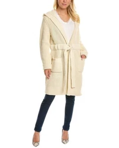 Michael Kors Merino Wool And Cashmere Hooded Cardigan In Vanilla Size L NWT NEW - Picture 1 of 21