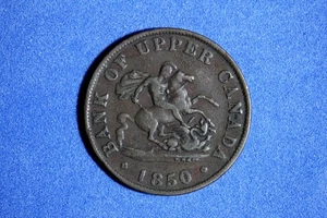 1850 Bank of Upper Canada Copper Half Penny Token #M23361 - Picture 1 of 2