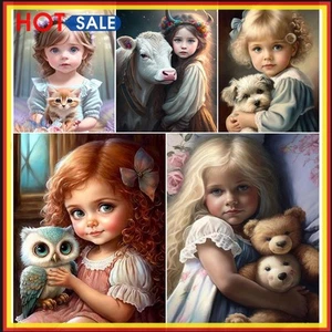 5D DIY Full Square Drill Diamond Painting Cute Pet and Girls Kit Home Decor - Bild 1 von 24